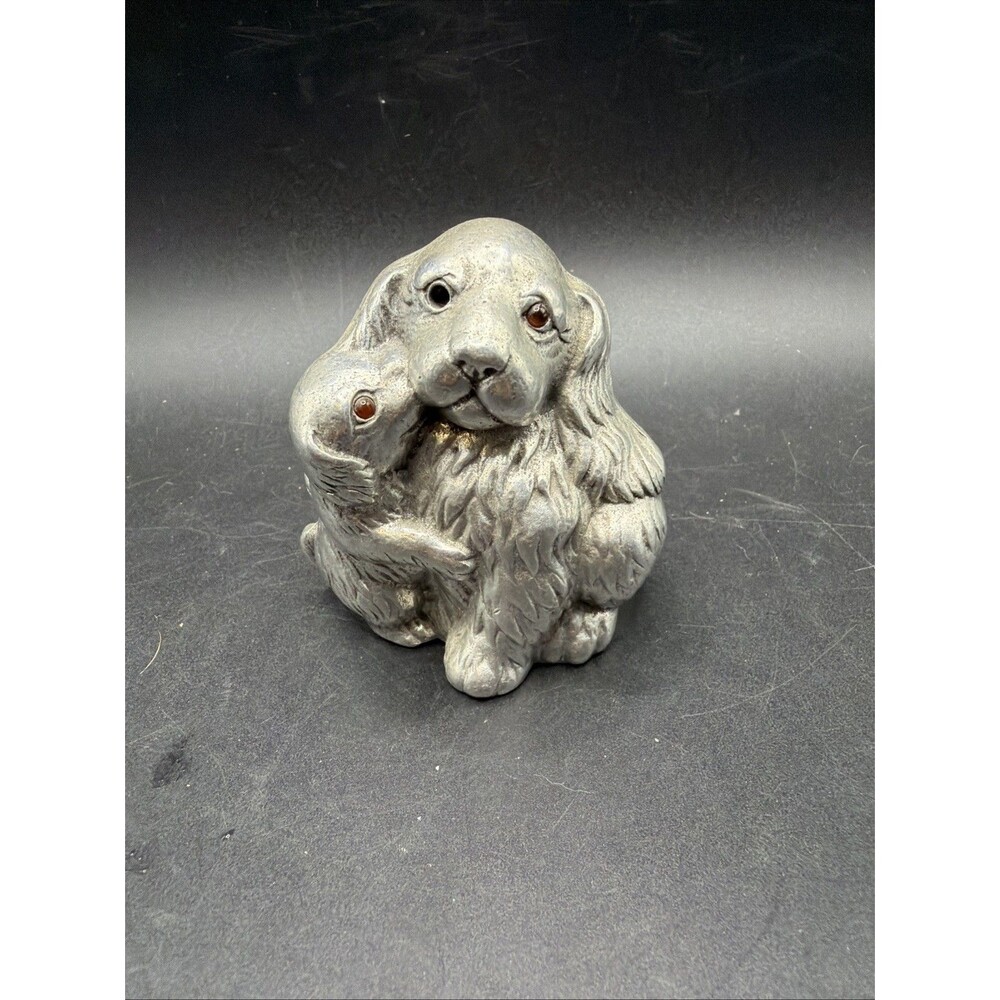 Vintage 1992 Arthur Court ‘Cocker Spaniel & Pup’ Cast Aluminum Paper Weight